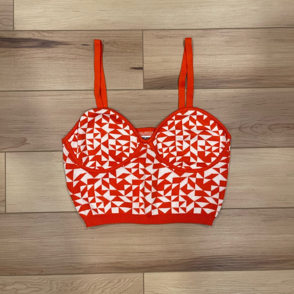 orange and white future collective tank top